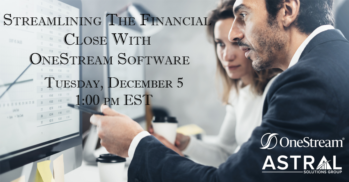 Close and Consolidation webinar with OneStream on Dec 5th, 2023